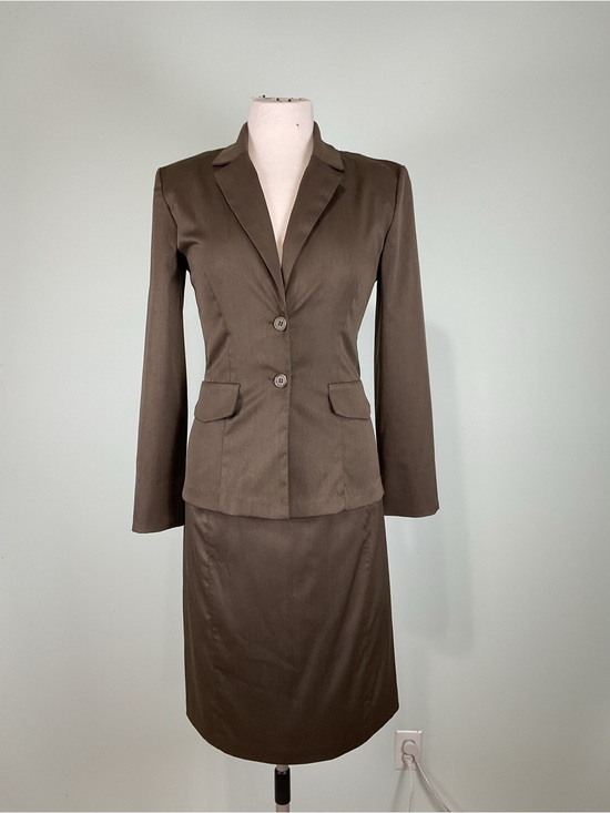 Charlotte Russe Jackets & Blazers - Vintage Charlotte Russe Brown Skirt Suit 2pc Set Made in USA Y2K Dark Academia M